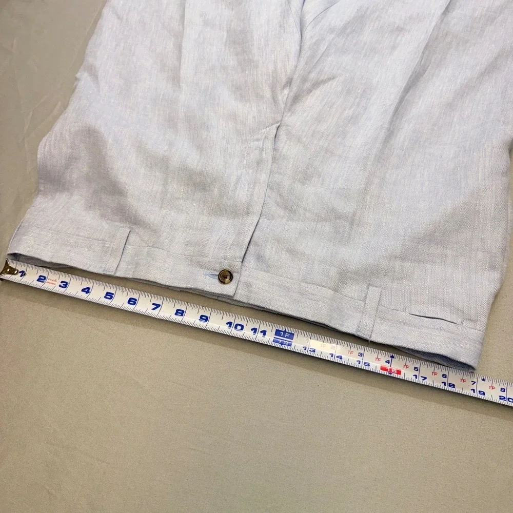 Charleston Khakis Mens Light Blue 100% Linen Herringbone Dress Pants 37R 32L